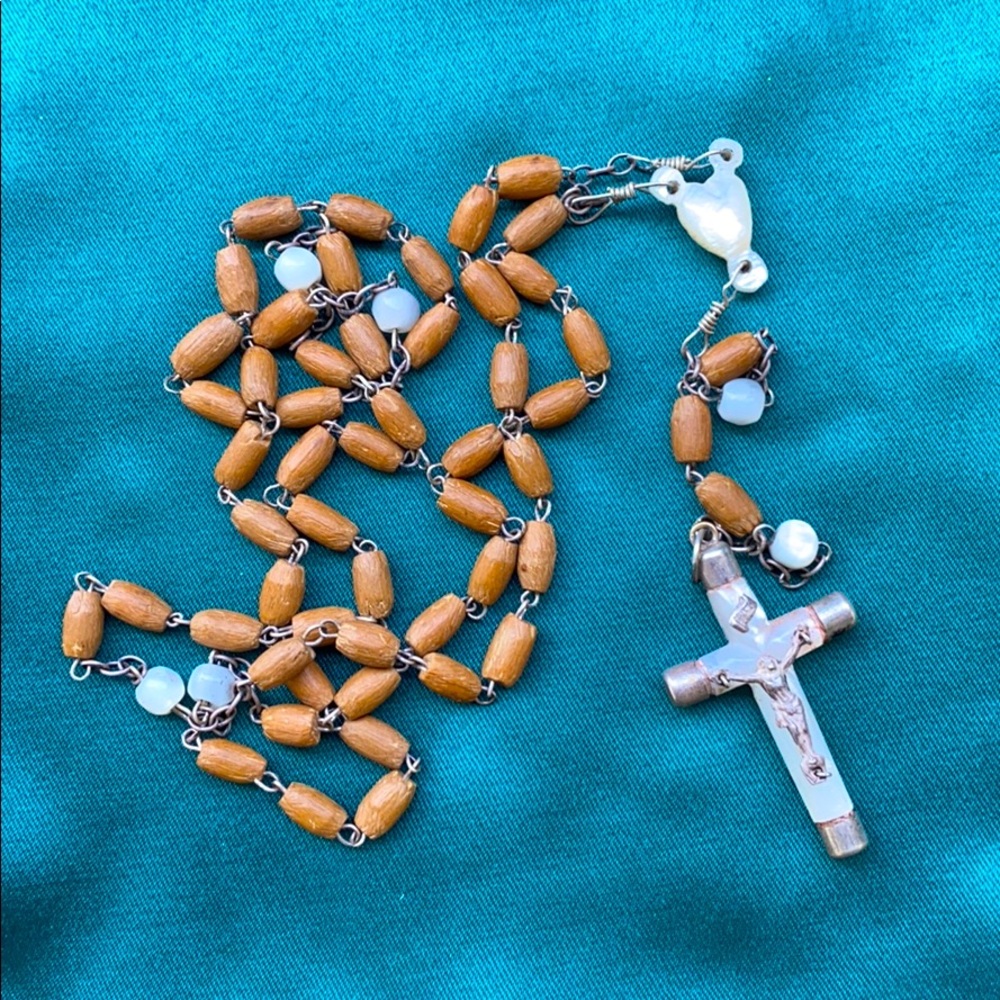 Vintage Wood and Mother of Pearl Rosary